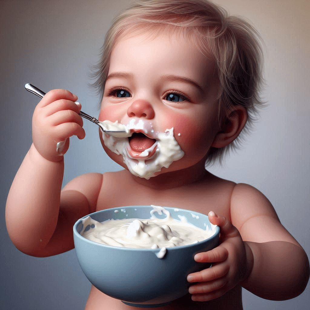 baby eating curd for good weight gain